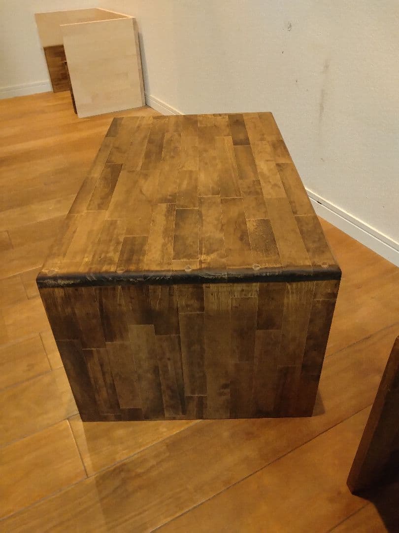 木製　ハンドメイド　オーダー　コの字　ワトコオイル　スツール　サイドテーブル