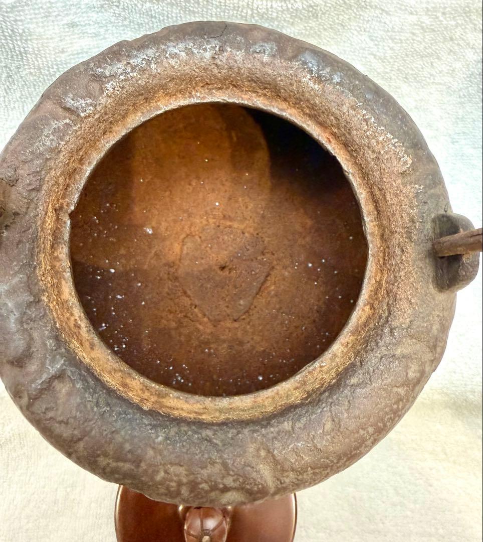 茶道具 鉄瓶 薬缶 ビンテージ レトロ 笹の葉模様【匿名配送】