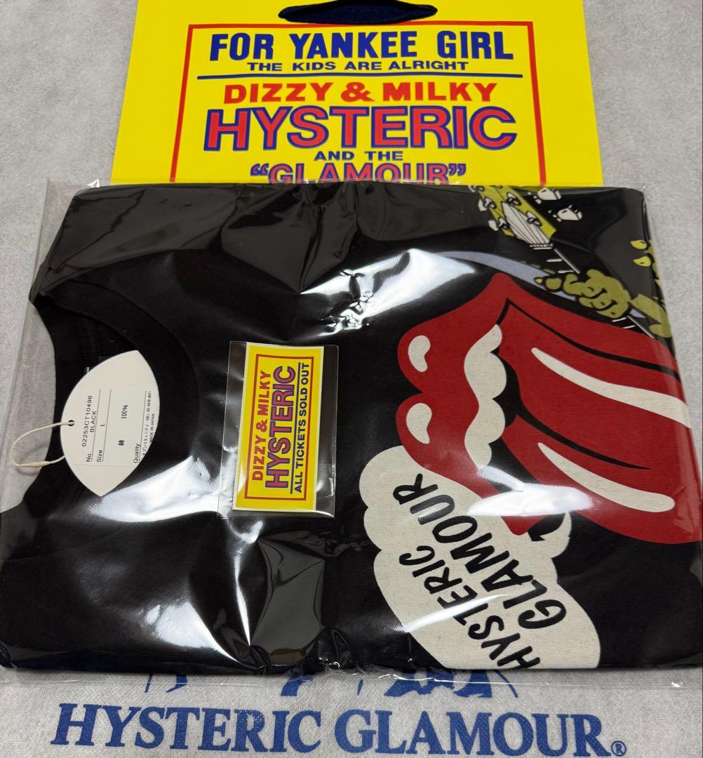 ヒス×ローリングストーンズ半袖Tシャツ【TOUNGE DINOSAUR】黒L