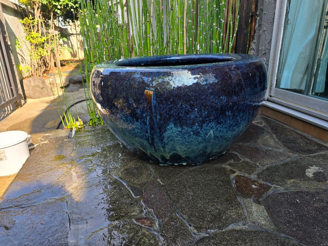 火鉢 陶器 大型 昭和レトロ アンティーク 古民具　金魚鉢 特大 睡蓮鉢 メダカ