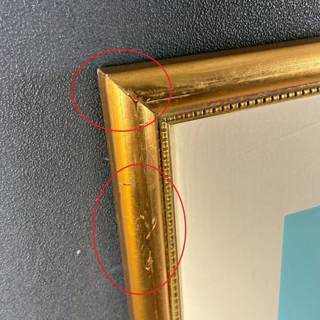 ピエール・ドートルロー「ローズ色の空と白い舟」リトグラフ 直筆サイン入り 額装