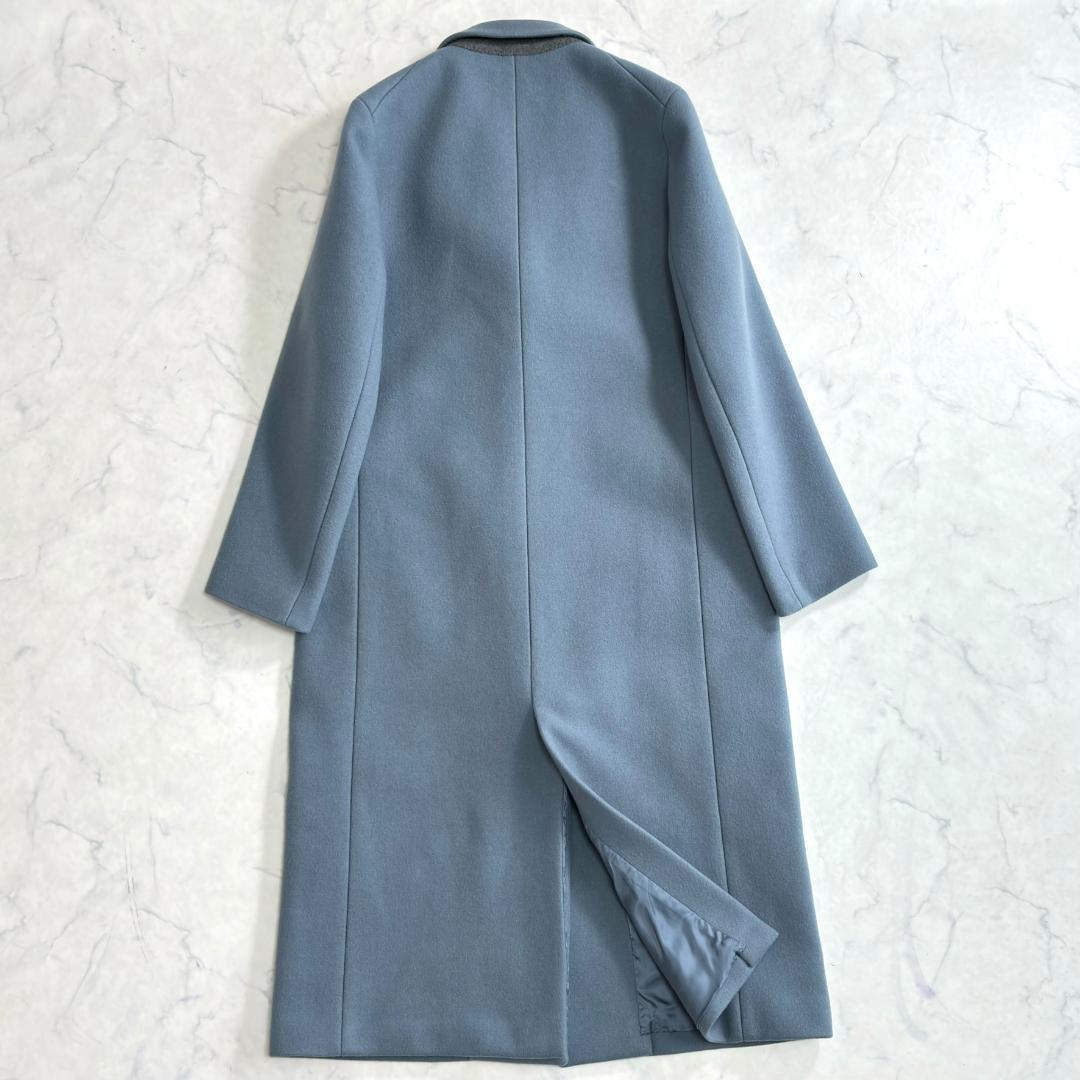 美品♪イレーヴ ウールロングチェスターコート ターコイズブルー sx2