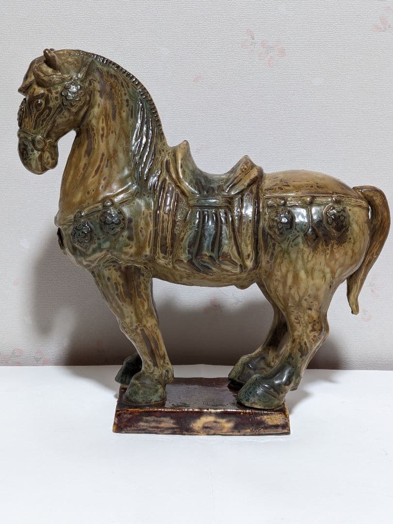 ♦三彩 馬置物 唐三彩 瀬戸系 本業窯 置物飾り 干支午年縁起物 美術品骨董品