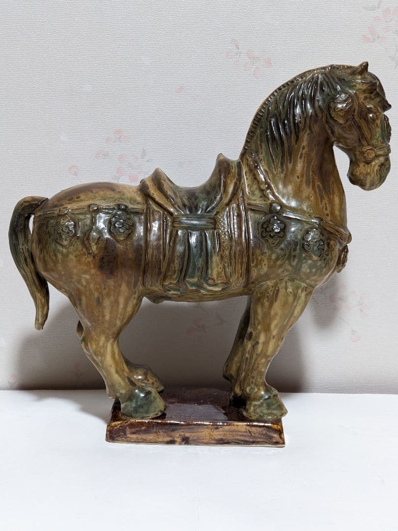 ♦三彩 馬置物 唐三彩 瀬戸系 本業窯 置物飾り 干支午年縁起物 美術品骨董品