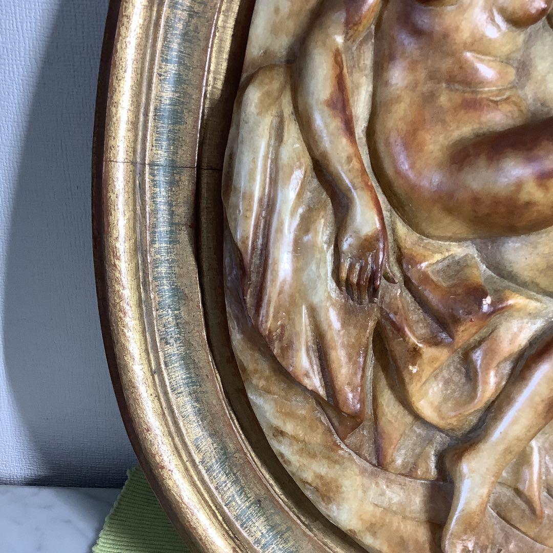 大理石　西洋彫刻(ギリシャ女神像)レリーフ　壁掛け