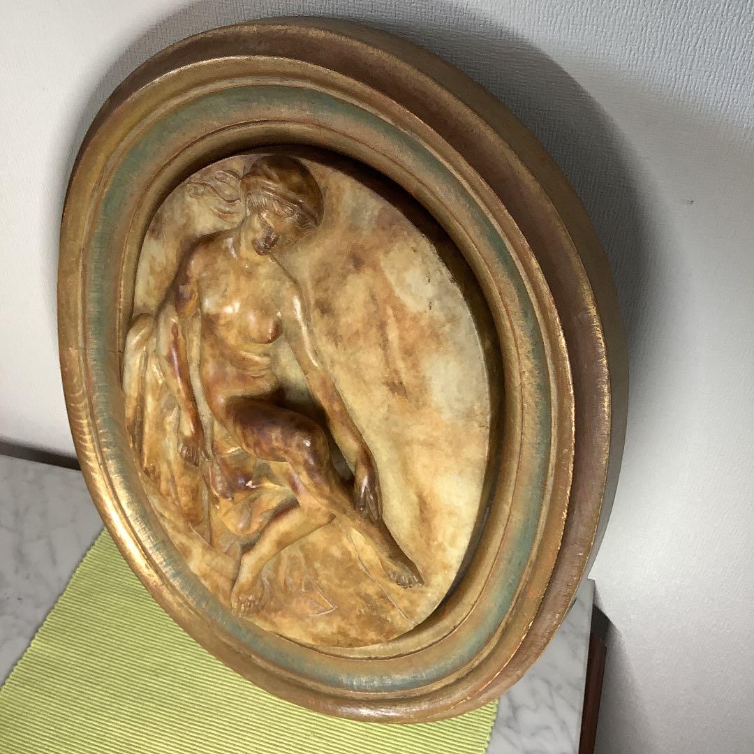 大理石　西洋彫刻(ギリシャ女神像)レリーフ　壁掛け