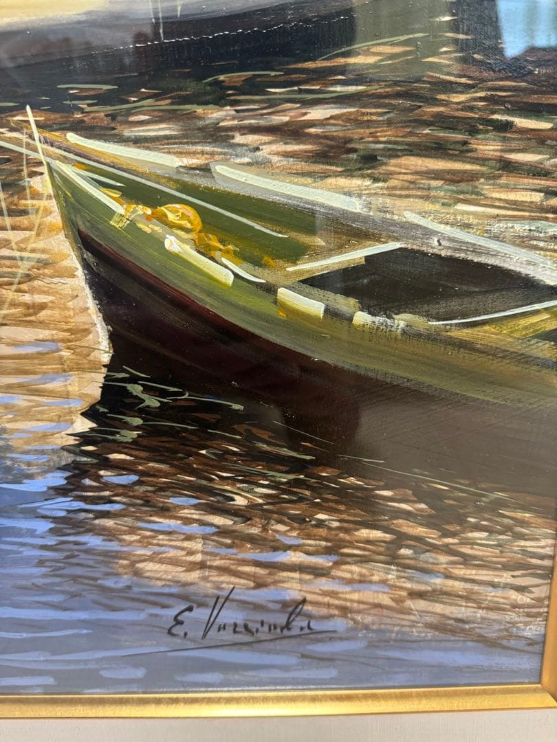 ORIGNIAL Enrico Varriale 夏のアマルフィー港　油彩