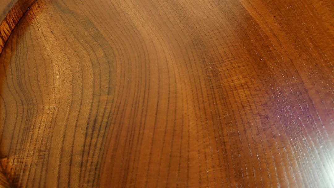 丸盆　山中漆器　欅　欅製　くり抜　川北造　拭き漆　富貴漆　　１客