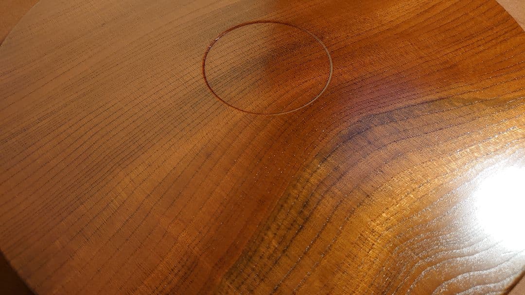 丸盆　山中漆器　欅　欅製　くり抜　川北造　拭き漆　富貴漆　　１客