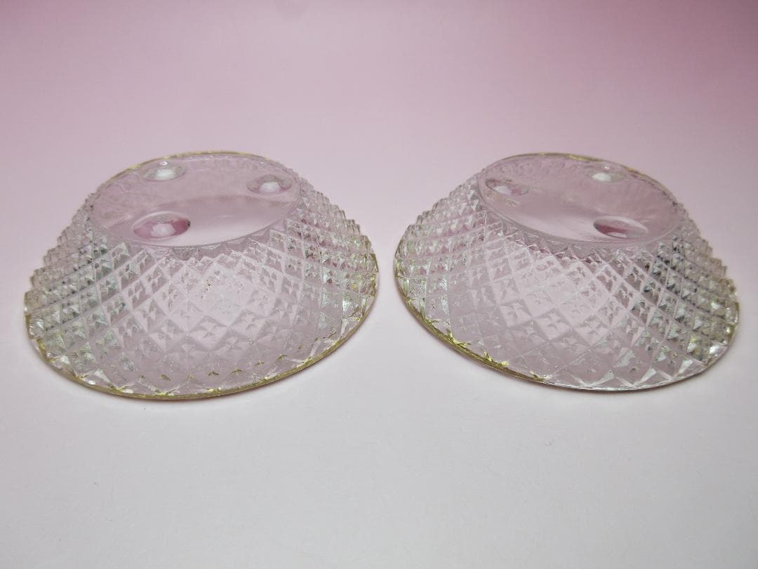 江戸ガラス ギヤマン 金縁 花魚子模様 小鉢 盃 6客 70307