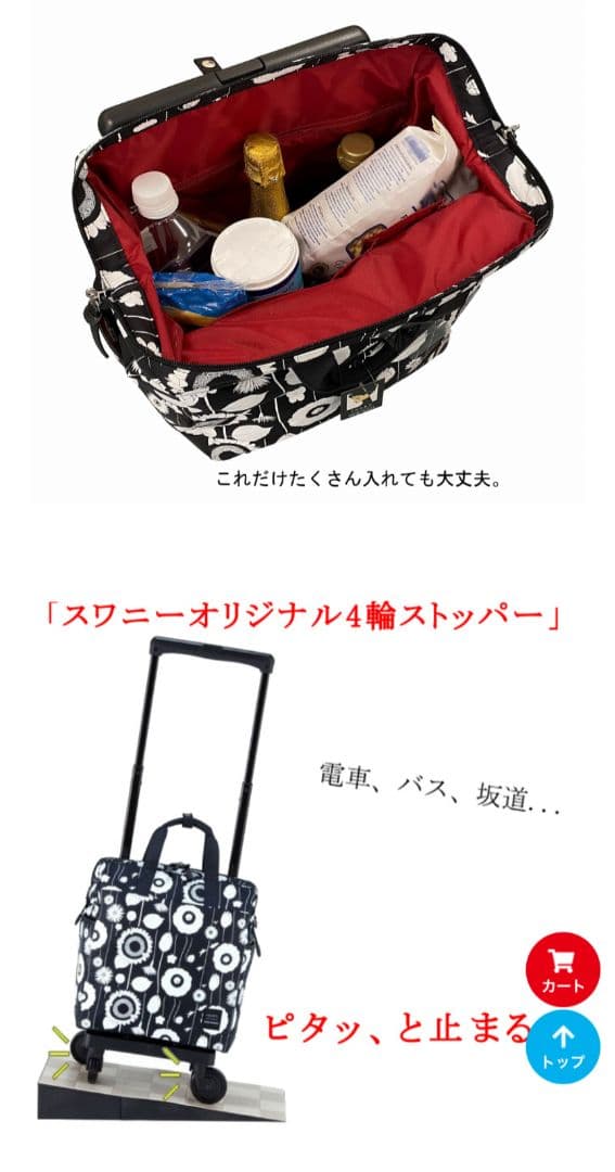 スワニー　中原淳一コラボ　キャリー　ブラック×ピンク <4輪ストッパー付>