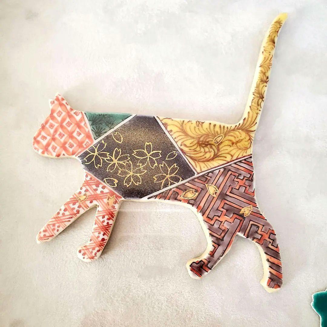 【新品】絵画　タペストリー　猫　花柄　タイル　アンティーク