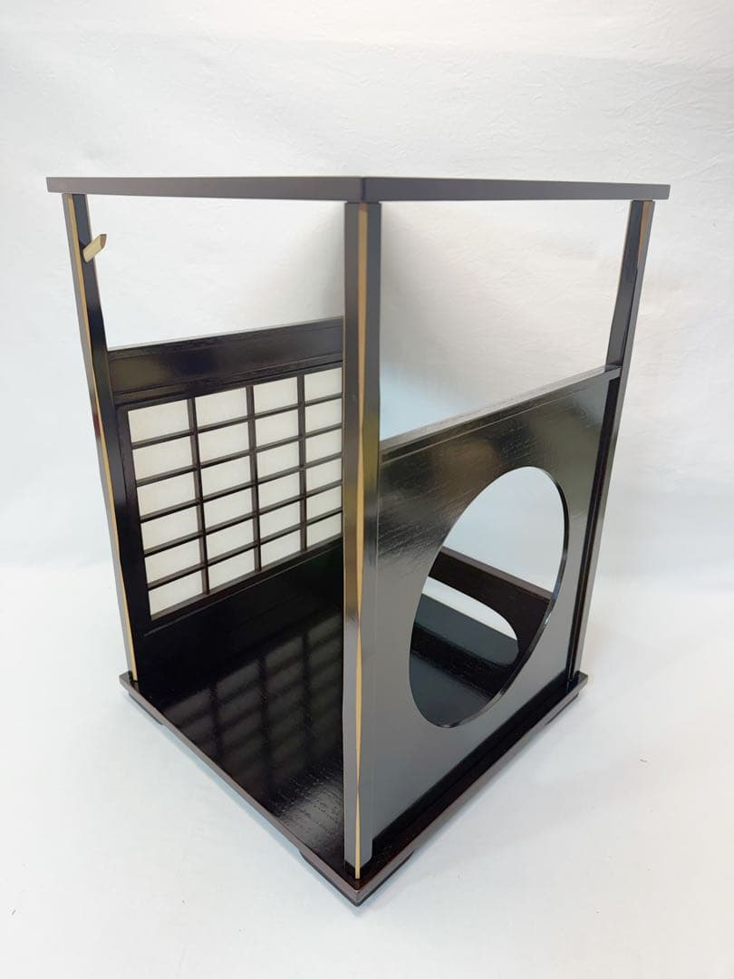 ほぼ未使用 茶道具 塗師 助田宗明造 木製溜塗 吉野棚 圓能斎好写 組み立式共箱