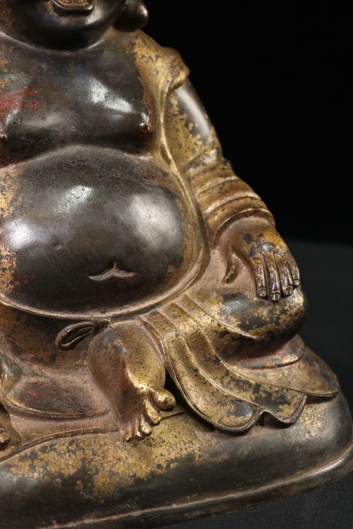 旧蔵珍蔵　仏像　開運仏　笑仏　 純銅製　アンティーク　置物　時代物　本物保証