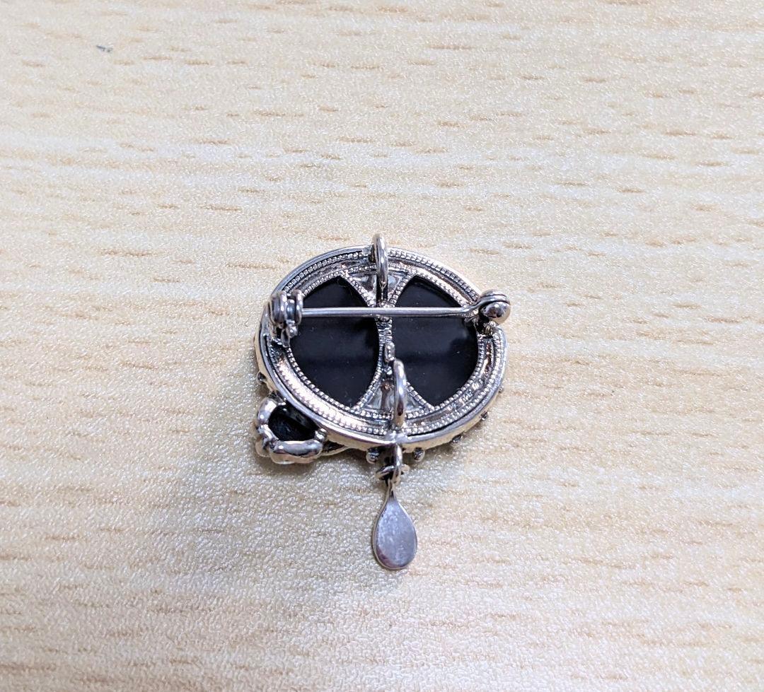 碌山　SVオニキスカエルブローチ　ペンダントトップ　　SV925　未使用