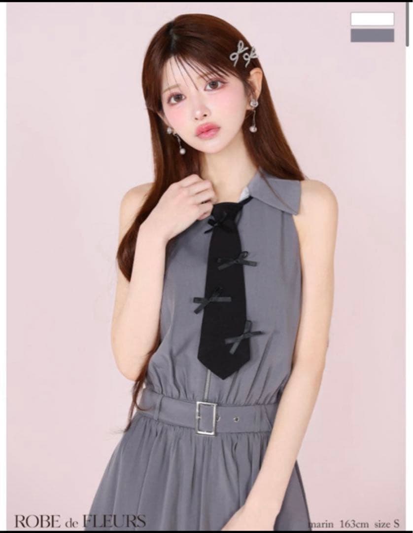 リボンネクタイフレアミニキャバドレス