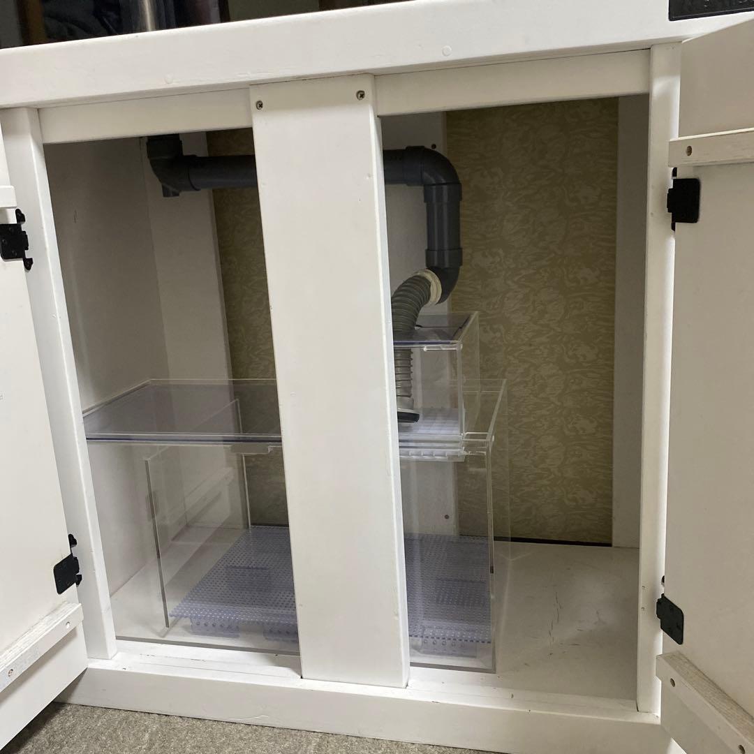 アクリル水槽4面ブラック900フルオーダー　オーバーフロー　マーフィード水槽台