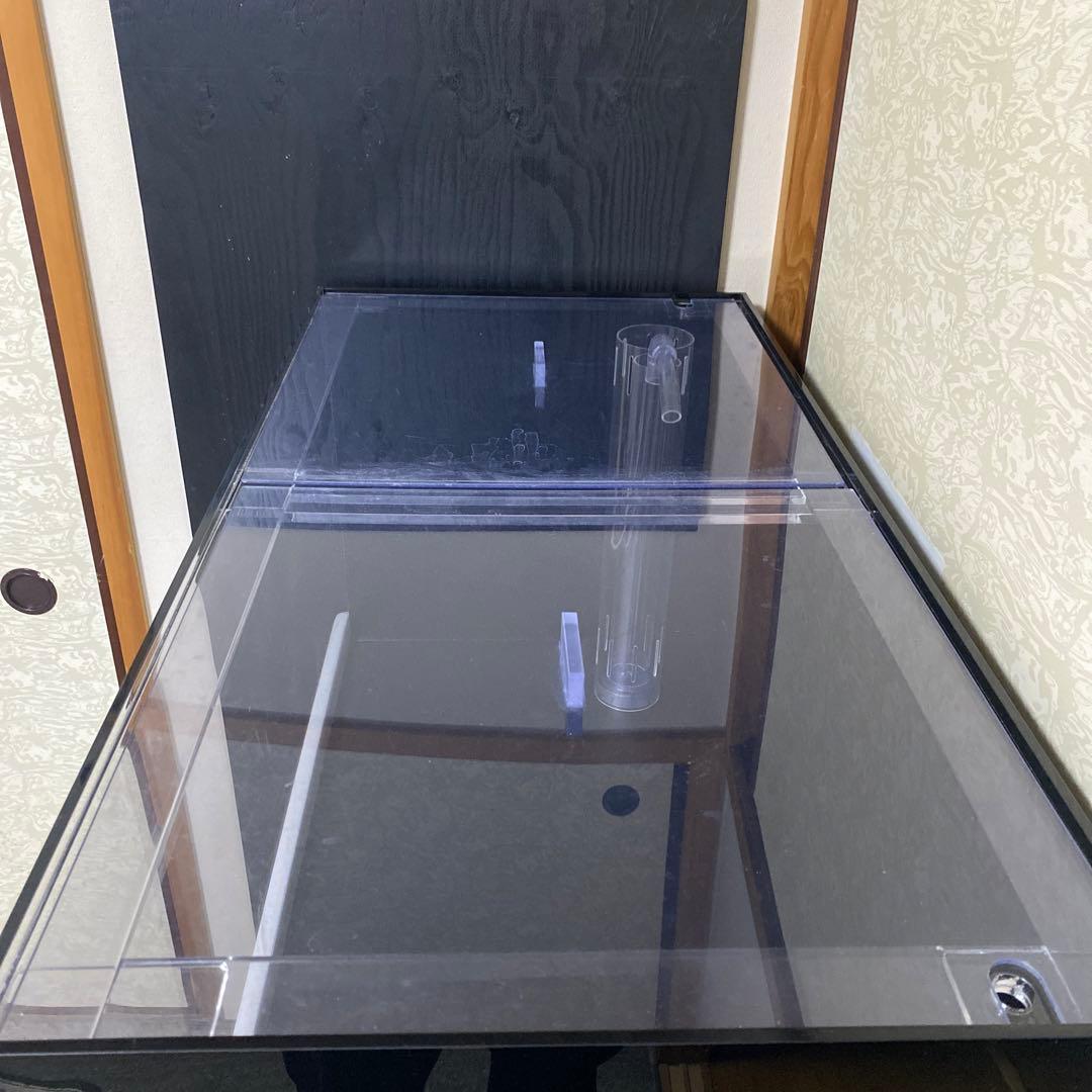 アクリル水槽4面ブラック900フルオーダー　オーバーフロー　マーフィード水槽台