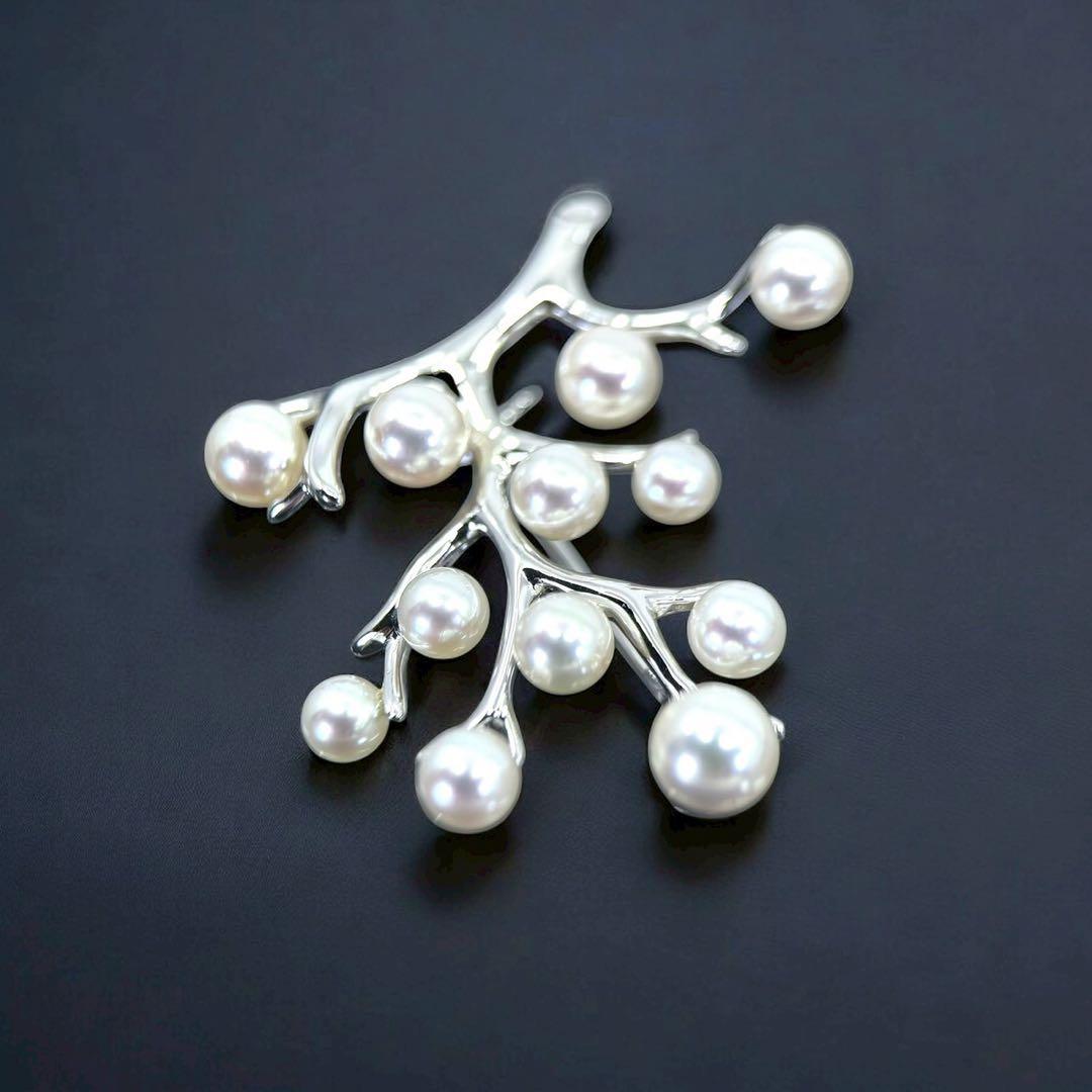 【新品同様】ミキモト 幸福の木　アコヤ　本真珠　パール　ブローチ　コサージュ