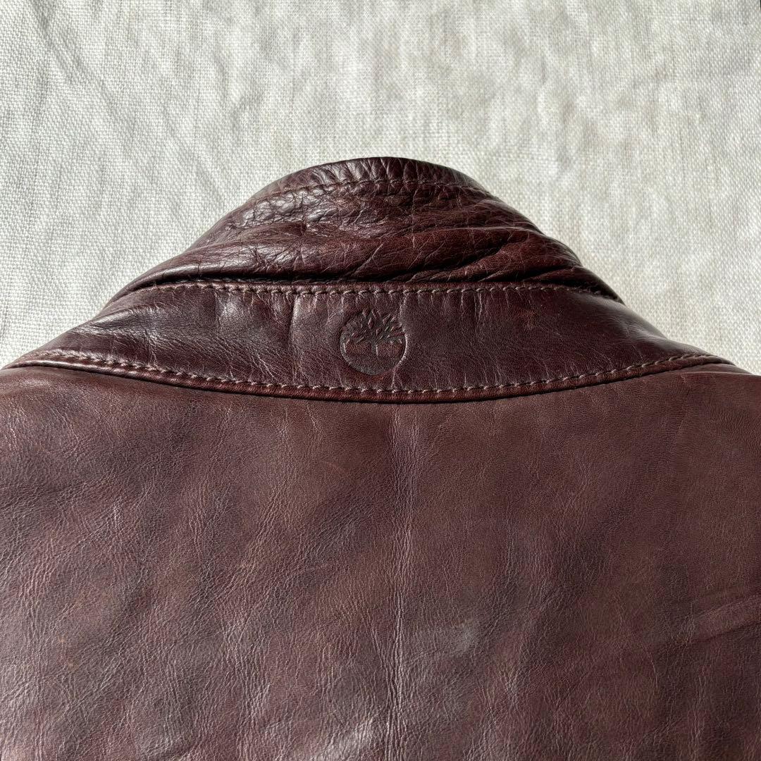 TIMBERLAND ティンバーランド ブラウン 牛革 レザージャケット XL