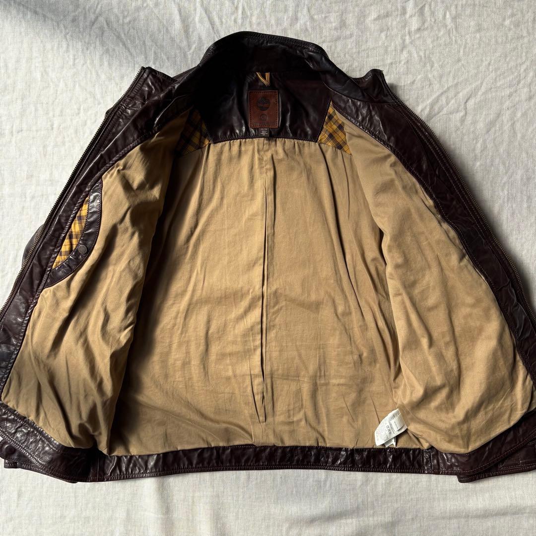 TIMBERLAND ティンバーランド ブラウン 牛革 レザージャケット XL