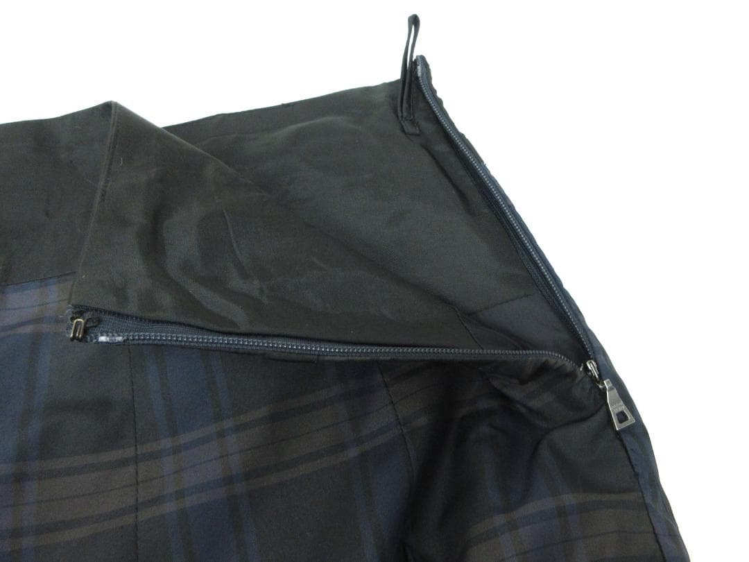 PRADA プラダ ナイロン チェックスカート ネイビー 38 （114）a