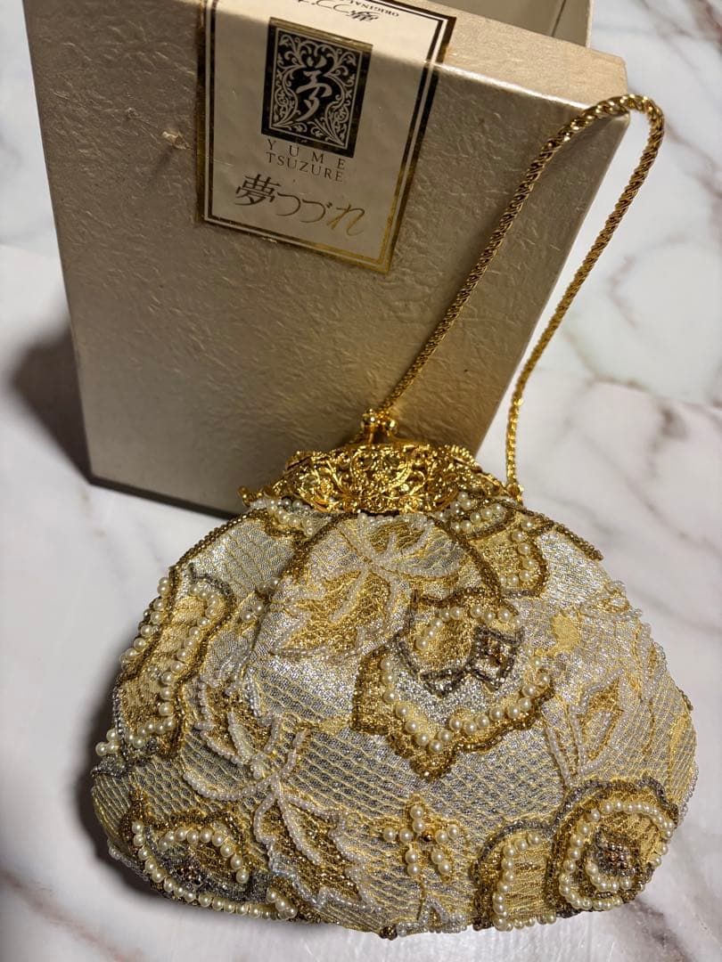 ビーズ刺繍 ゴールド系 和装用バッグ 高級和装バック