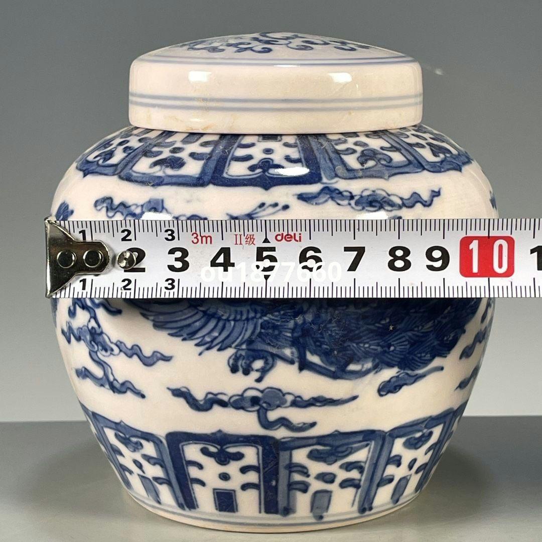 青花釉下彩青花鳳紋紋天字壺 景徳鎮 陶磁器 装飾品 現代工芸品 美術品 置物
