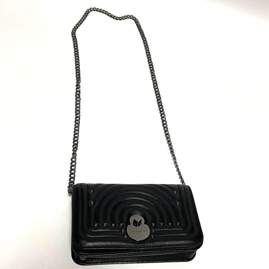 ✨美品✨LONGCHAMP キャヴァルケイド レザー チェーンクロスボディバッグ