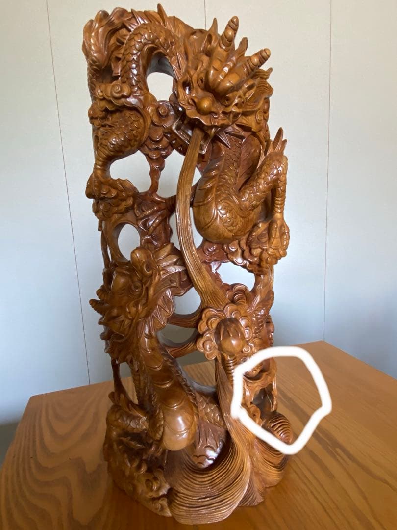 木製ドラゴン鳳凰彫刻手彫り
