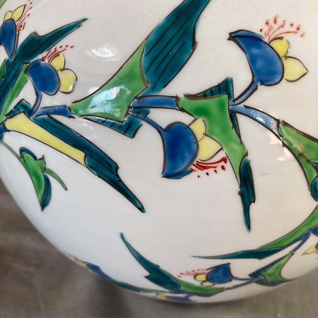 【小野祥瓷】日本の名窯　日本工芸会正会員　琥山窯　小野祥瓷作　色絵露草文　壷