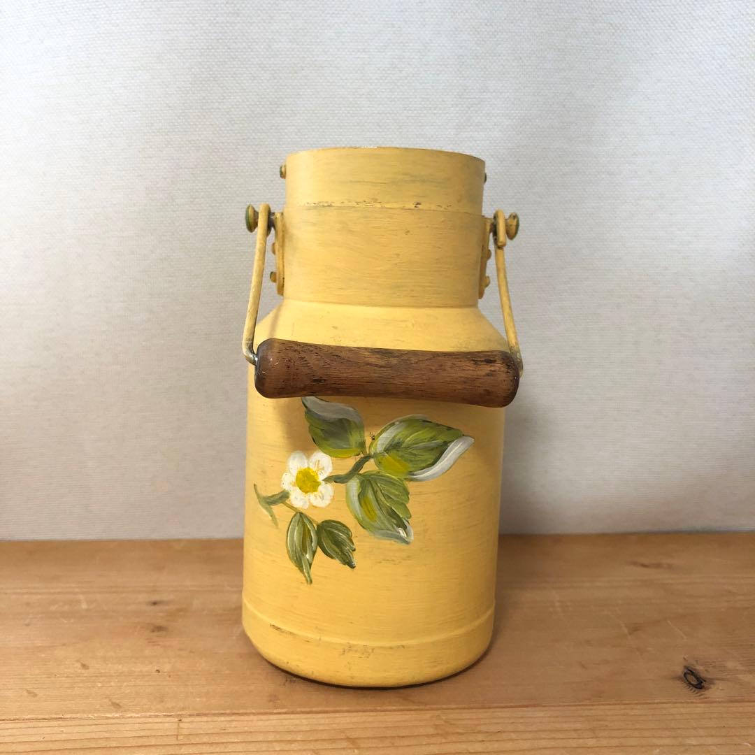 ペイントされた古いミルク缶　アンティーク　フランス　アート　一点物　no.183