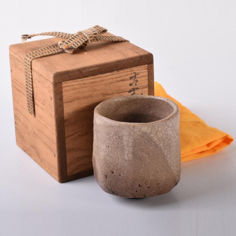 志野焼　古志野　面取ぐい呑　酒盃　時代箱付　C　7782