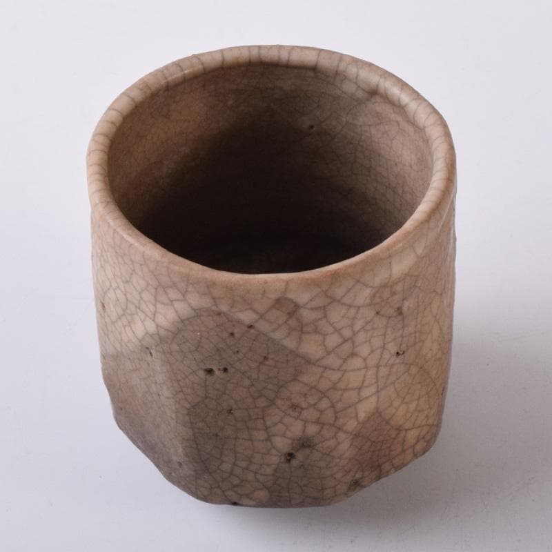 志野焼　古志野　面取ぐい呑　酒盃　時代箱付　C　7782