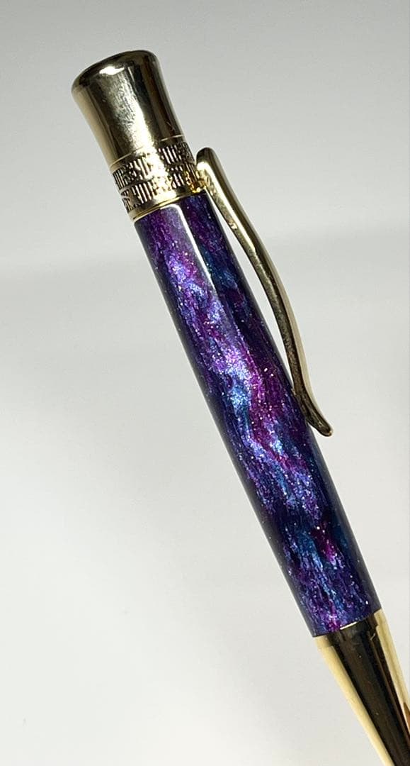 ボールペン ギャラクシー レジン 紫 ハンドメイド 高級ボールペン