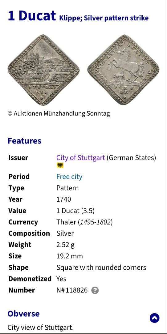 試鋳貨）シュトゥットガルト 都市景観 パターン ダカット銀打ち NGC鑑定済み