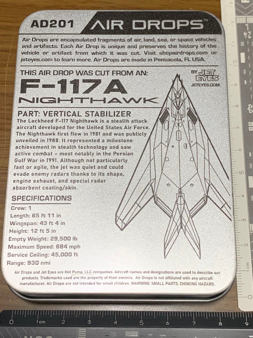 米空軍 ステルス戦闘機 F-117A ナイトホーク タグ 実機 JETEYES