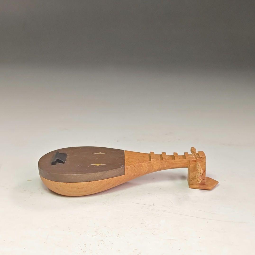 イ997 香合『山中塗工房』『木製　淡々斎好写　琵琶香合　共箱』茶道具