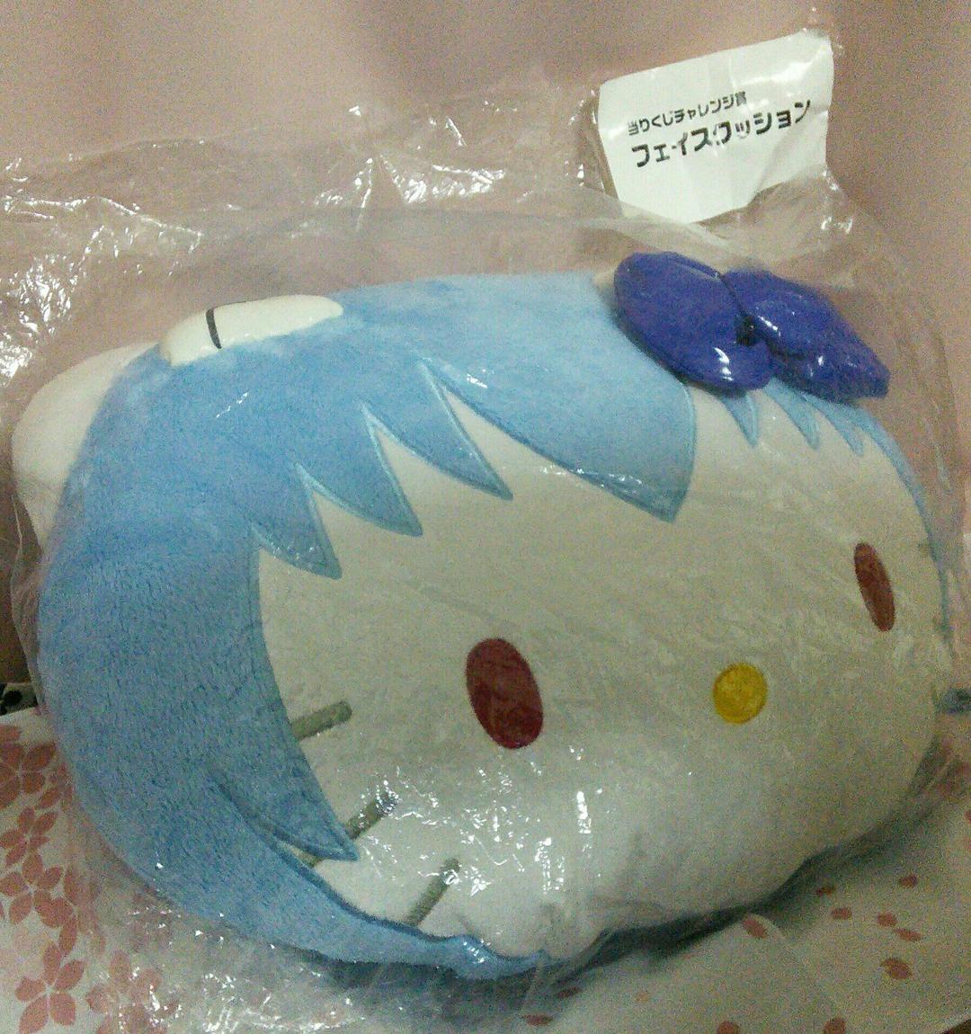 当たりくじチャレンジ賞　フェイスクッション　綾波レイ キティVer