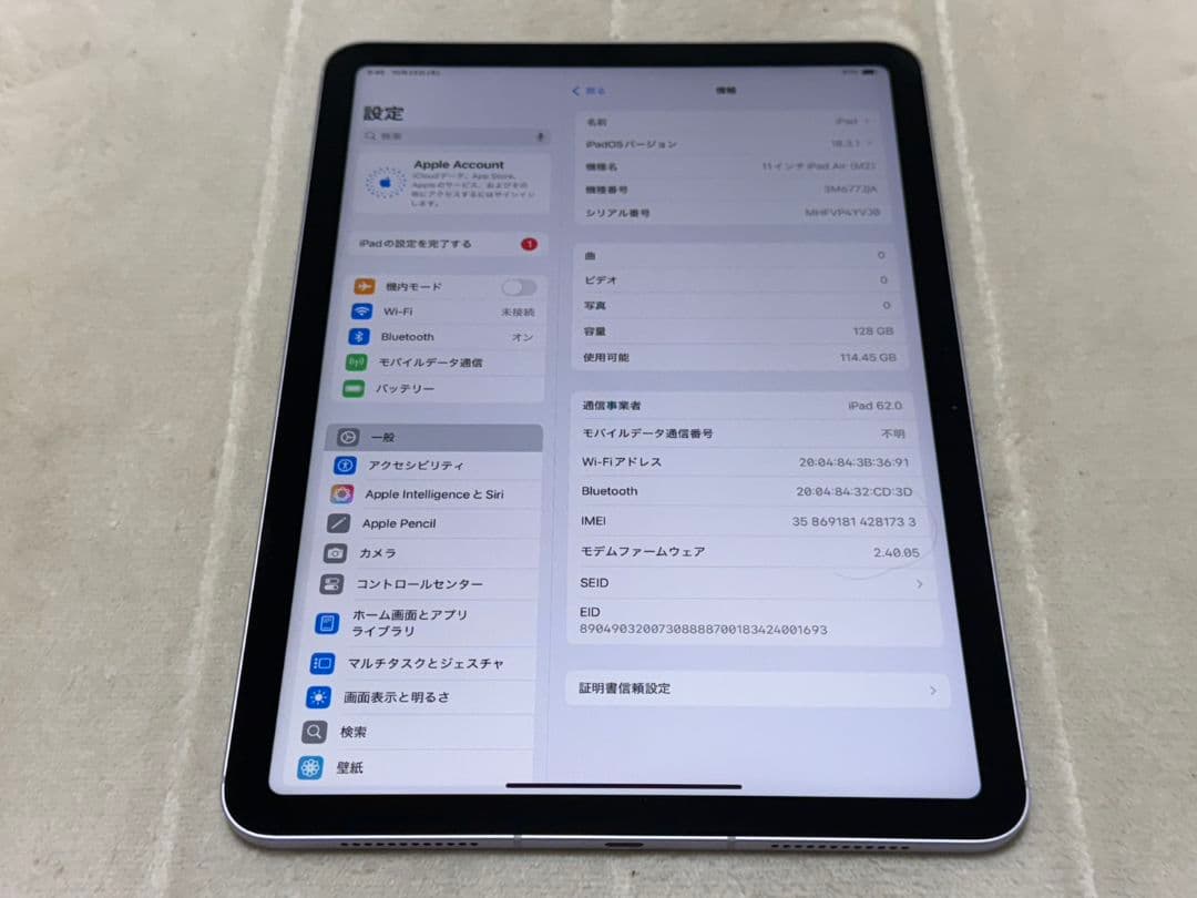 iPad Air 6世代 11inch 128GB Wi-Fi+Cellular