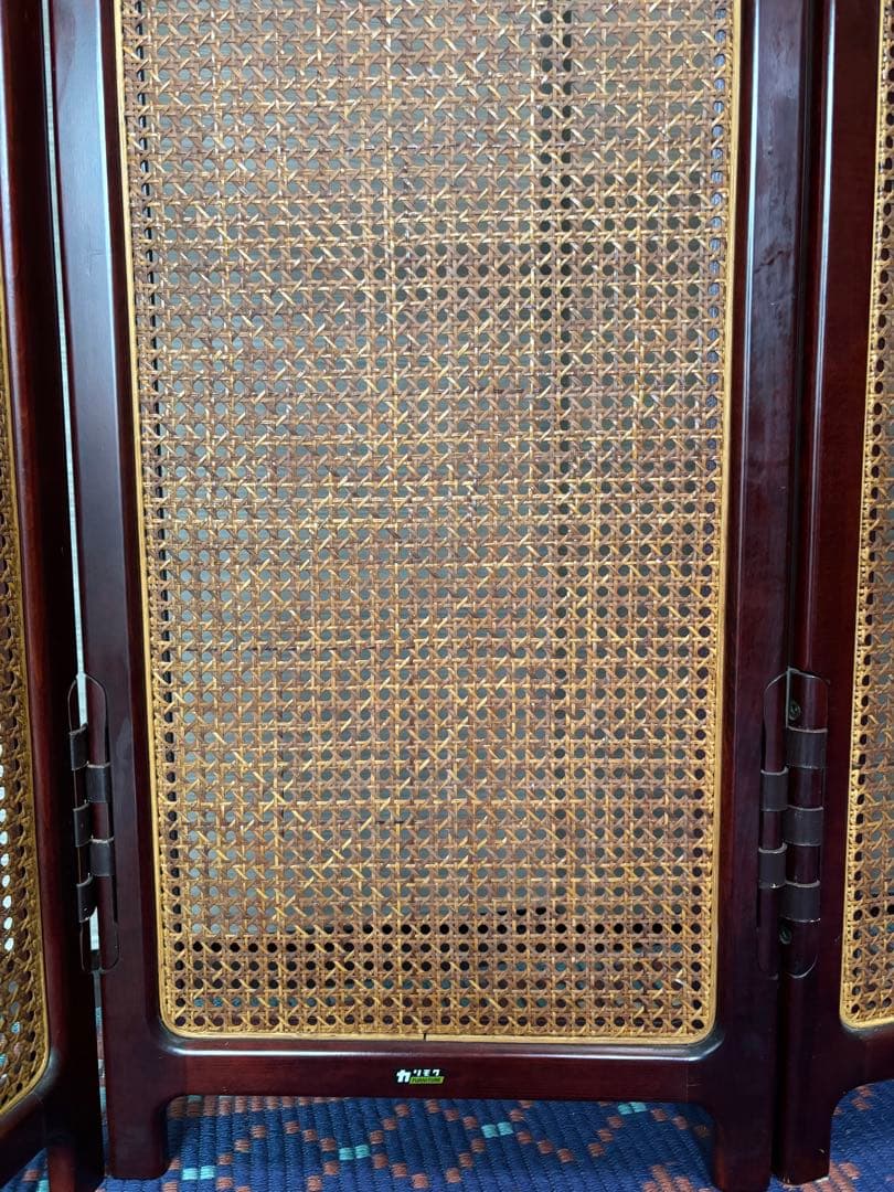 カリモク家具　オールドカリモク　ラタンパーテーション