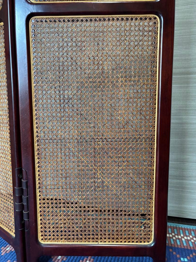 カリモク家具　オールドカリモク　ラタンパーテーション