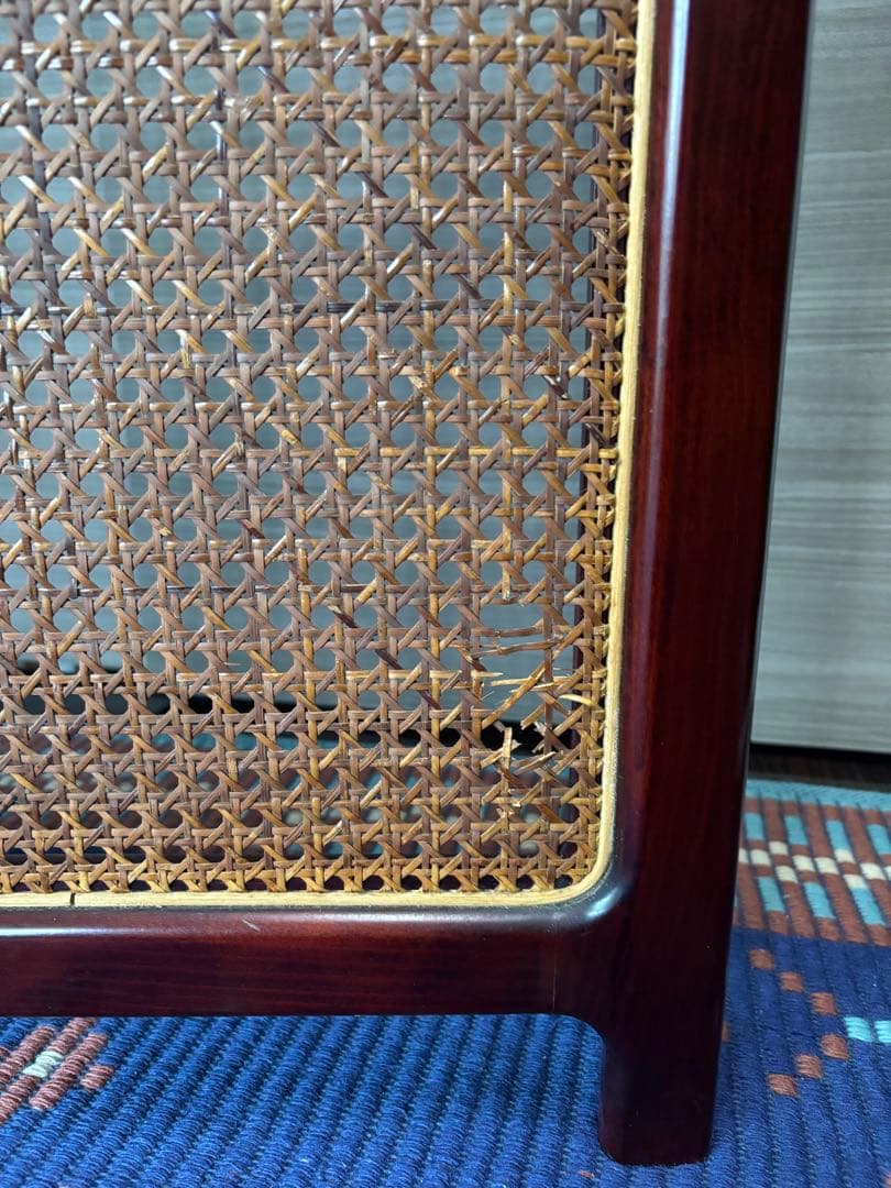 カリモク家具　オールドカリモク　ラタンパーテーション