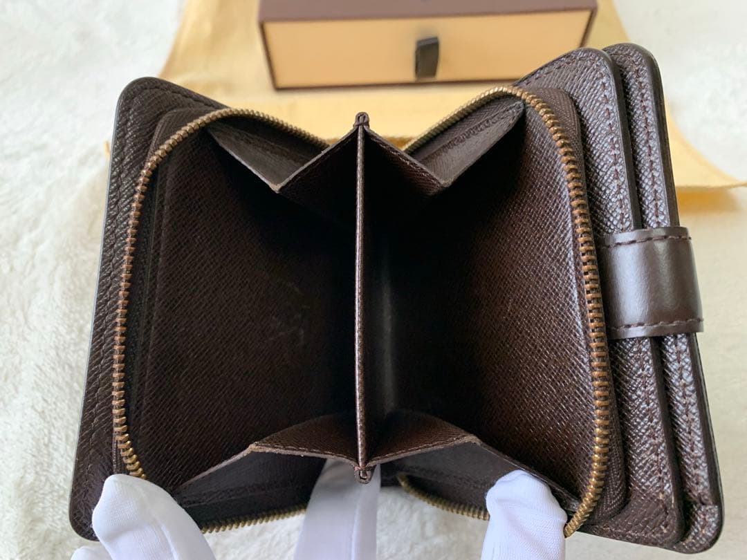 【美品】ルイ・ヴィトン ダミエ/コンパクトジップ 二つ折り財布 ルイヴィトン財布