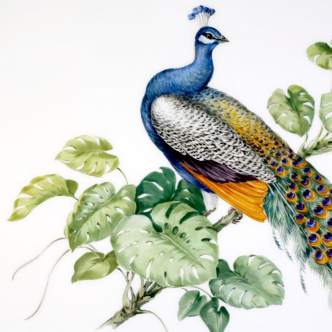 【美品 １級品】マイセン 孔雀 陶板画 プラーク 額装 送料込み