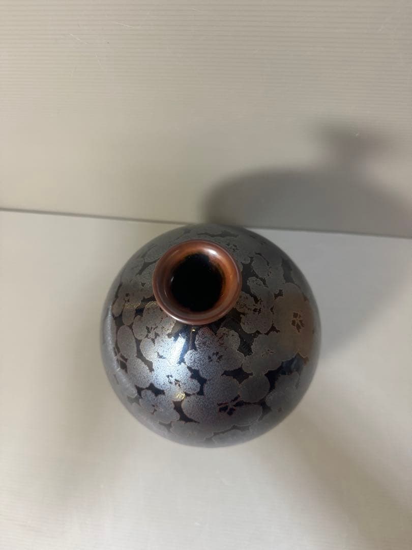 2215  藤井朱明作　鶴首天目梅　花瓶