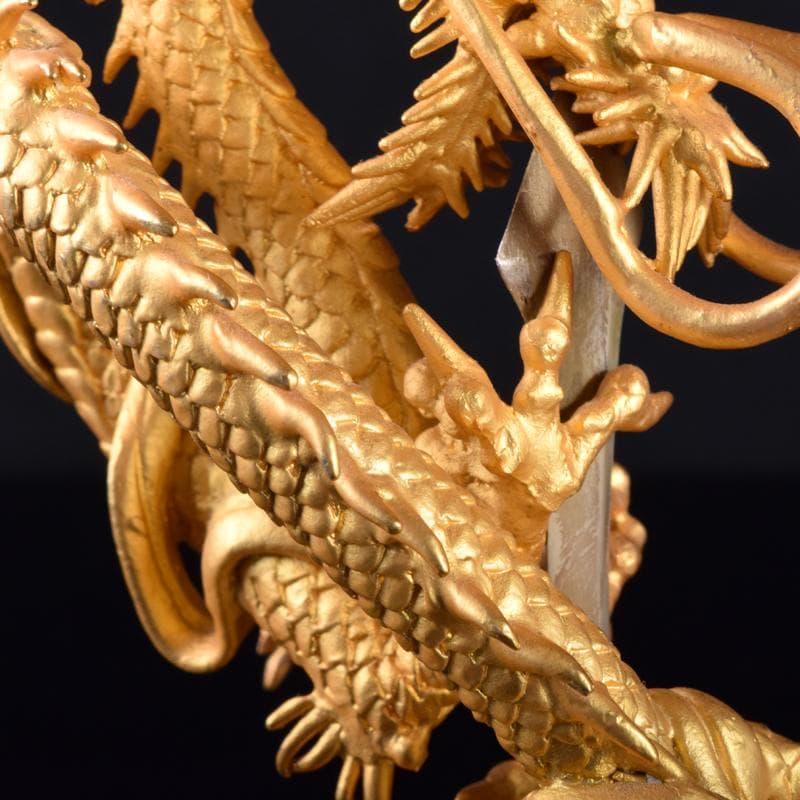 仏教美術　古銅鍍金　龍神　倶利伽羅大龍　不動明王　置物　時代箱付　M　7049