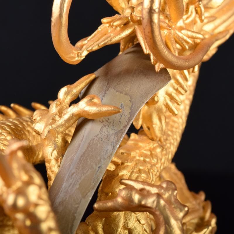 仏教美術　古銅鍍金　龍神　倶利伽羅大龍　不動明王　置物　時代箱付　M　7049