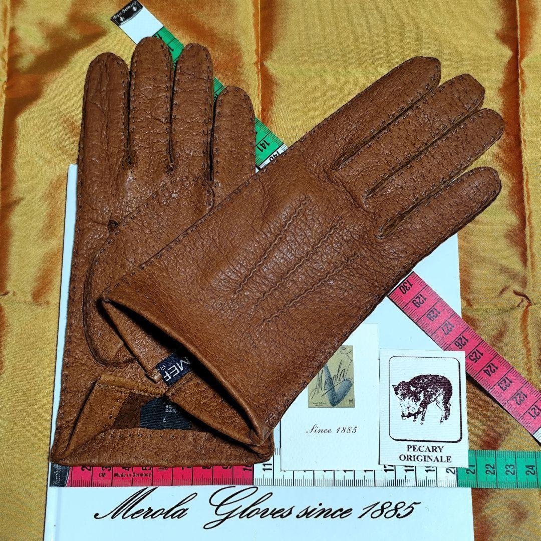 値下げメローラ ペッカリーコルク色 ライニングなし 革手袋グローブ MEROLA