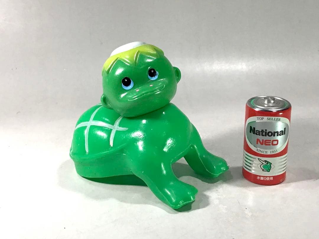 昭和レトロ ハイハイ 河童 赤ちゃん 人形 妖怪 お化け 駄玩具 ソフビ 黄緑